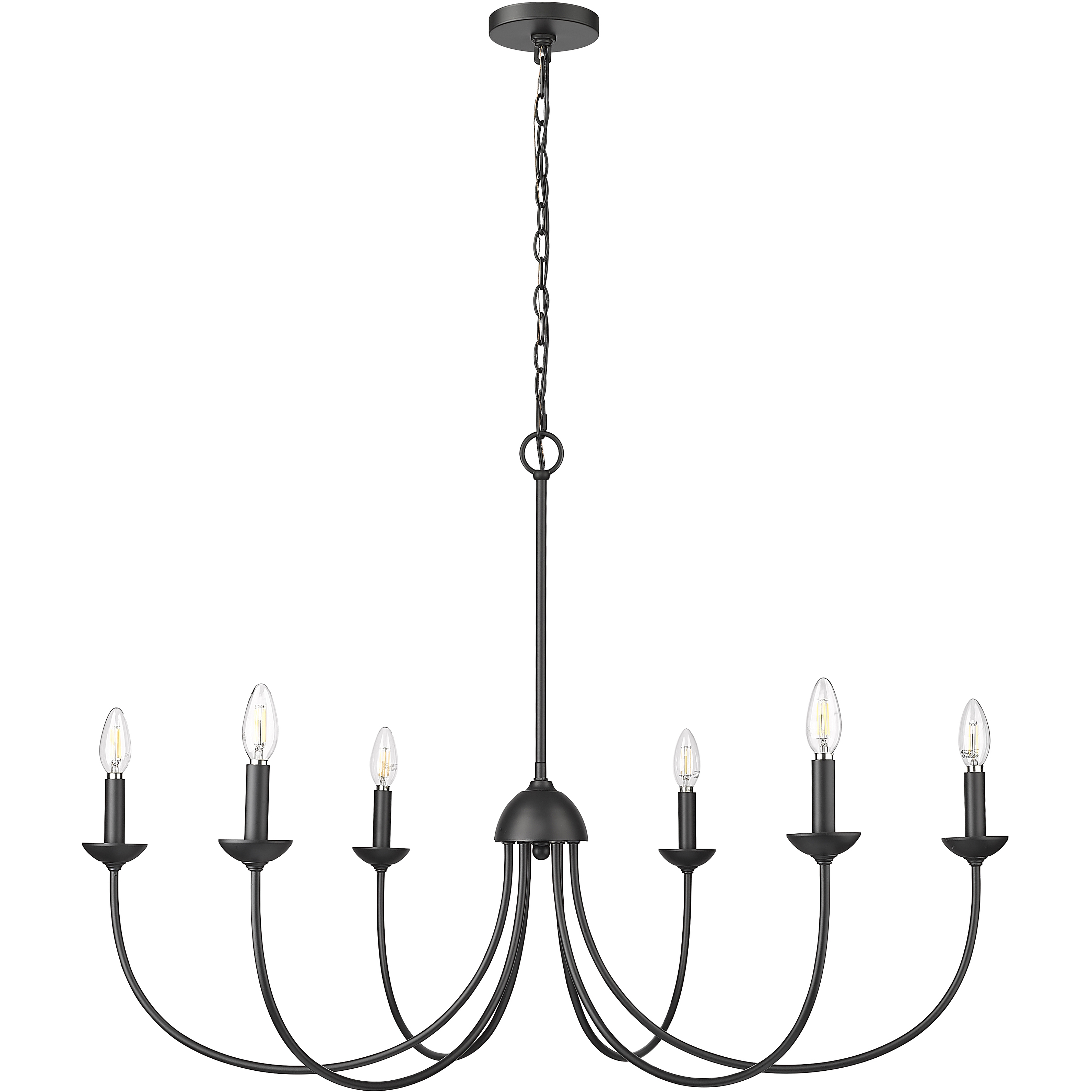 Huxley 6 Light 29 inch Matte Black Chandelier Ceiling Light